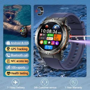 2025 Nouveau T-Rex 3 Gps Piste Montre Intelligente Hommes 3Atm &Eacute;tanche Uv Infrarouge 1.39 Pouces Nfc Bluetooth Appel Fr&eacute;quence Cardiaque Sport Montre Intelligente.Blue.Swim Diving Watch - Neuf
