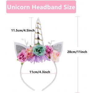 Tzf-Diad&egrave;me Avec Oreilles De Poney &Agrave; Paillettes Et Corne De Licorne Pour Fille, F&ecirc;te, Anniversaire, Costumade (Argent&eacute; Et Menthe), Enfants - Neuf