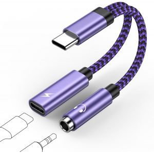 KALANKA-Adaptateur et charge USB C vers jack 2 en 1 USB C vers jack 3,5 mm - Type C vers charge rapide - Audio auxiliaire pour Samsung Galaxy S25 S24 S23 A55 A35 A16, iPhone 16 Pro, Google - Neuf