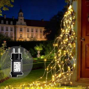 KALANKA-Guirlande Lumineuse Sapin No&euml;l 1M 100 LED Lumi&egrave;res de No&euml;l Aliment&eacute;, 8 Modes Lumineux Cascade de Vigne &Eacute;tanche Guirlande de Noel Lumineuse pour Interieur Exterieur D&eacute;coration - Neuf