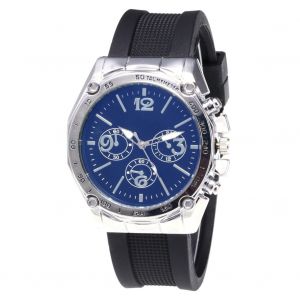 Montre A Quartz Classique Pour Homme Et Femme, Bracelet En Silicone, Decontractee, Cadran Argente Et Bleu - Neuf