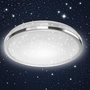 KAL-Plafonnier Led I Décor Étoilé I Led 10W I 900Lm I Blanc Neutre 4000K I Finition Chrome I Ø219Mmm I Éclairage Plafond - Neuf