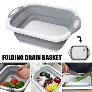 Multifonction Planche À Découper Pliable Panier De Vidange Bac À Vaisselle Bassin De Légume 3 En 1 Évier En Plastique - Neuf