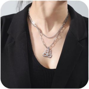 Kal-L&eacute;viathan Croix Collier Pour Femmes Hommes Couches Satanique Symbole Collier En Acier Inoxydable Croix Pendentif Satan &Eacute;glise Bijoux - Neuf
