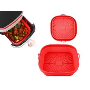 Plaque De Cuisson Carr&eacute;e En Silicone Rouge De 21 Cm Pour Friteuse &Agrave; Air Chaud - Neuf