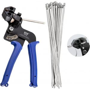 MEVRONISSHOP-100 Pi&egrave;ces Serre-C&acirc;bles Inox Electriques, Serre Cable Acier Pince Collier, 4,6x300mm Attache Cable, pour Lien de Serrage, Pistolet &agrave; Attache en Acier Inoxydable - Neuf