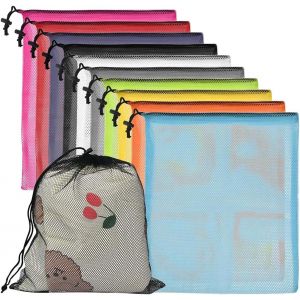 Lot De 10 Sacs En Maille Avec Cordon De Serrage - 10 Couleurs - Pour Le Sport, La Natation, La Plage, Les Voyages, La Gym, Le Camping Et L'Entraînement - 39,5 X 34 Cm - Neuf