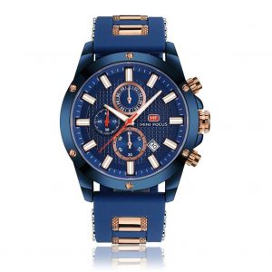 Hommes D'affaires À La Mode Simple Quartz Watch Montre-Bracelet (Cadran Bleu + Boîtier Bleu + Bracelet De Montre Bleu) - Neuf