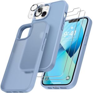 Maa-4 En 1 Coque Pour Iphone 13 Avec 2 Verre Trempé Et 1 Caméra Protecteur, [Protection Militaire] Antichoc Antirayures Etui Translucide Mat Protection Housse Pour Iphone 13, Bleu Clair - Neuf