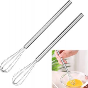 Eryi-Lot De 2 Petits Mini Fouets, Fouet Mini Fouet Mélangeur Petit Fouet Mélangeur, Outil De Fouet En Mousse Avec Poignée En Acier Inoxydable Pour Mélanger, Fouetter, Battre, Faire Mousser Et Remuer - Neuf