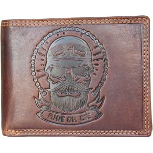 Portefeuille En Cuir V&eacute;ritable Pour Motard Avec Blocage Rfid,Marron,Taille Unique,D&eacute;contract&eacute; - Neuf