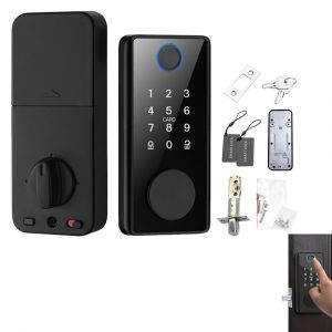 Serrure de porte &eacute;lectronique 5 en 1 Bluetooth avec lecteur d'empreintes digitales, clavier et application de contr&ocirc;le - Neuf