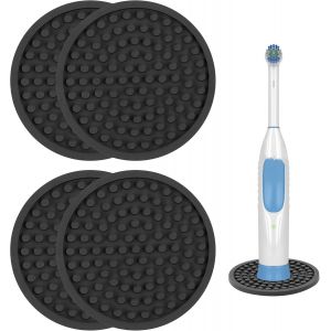 NSIECD-Porte Brosse a Dent Electrique 4 Pi&egrave;ces Petit Support Brosse a Dent Electrique Compact Porte Brosse &agrave; Dents Electrique pour Elektrische Zahnb&uuml;rste &eacute;lectrique Brosses, Noir, 8x8cm - Neuf