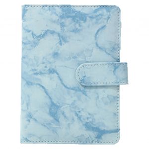 Carnet de notes A6, petit carnet portable en cuir PU bleu azur, classeur a feuilles mobiles - Neuf