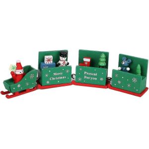 Ornements de No&euml;l en bois D&eacute;coration de No&euml;l Jouet Train D&eacute;tachable Cadeau de No&euml;l Cr&eacute;atif Pour Enfant - Neuf
