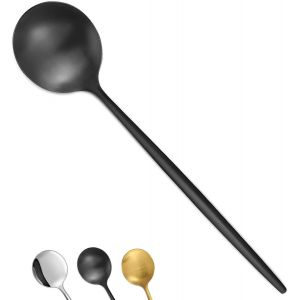 Oayew-Lot De 12 Cuill&egrave;res &Agrave; Soupe Exquises De 20 Cm - Noir Mat - En Acier Inoxydable - Pour La Maison, Les Restaurants, Les F&ecirc;tes - Passe Au Lave-Vaisselle - Neuf