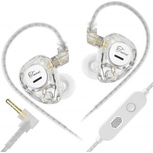 LORANKA-KZ Taurus &Eacute;couteurs filaires avec Micro &agrave; condensateur Son Hi-FI IEM Gaming in Ear Monitors &agrave; Double transducteur Dynamique Horizontal avec c&acirc;ble d&eacute;tachable Basses Profondes pour Les audiophi - Neuf