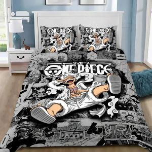 Parure De Lit Avec Housse De Couette Et Imprime Numérique 3d Pirate D. Luffy, Cadeau Idéal Pour Fille Et Garcon - Neuf