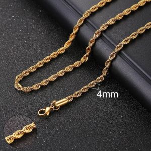Vnox Collier Cubain Pour Hommes Et Femmes,Tour De Cou Basique En Acier Inoxydable,Style Punk Vintage,En M&eacute;tal Massif-45cm 18inch-4mm Gold Rope - Neuf