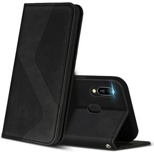 Huawei Y6 2019 Case, Premium Leather Protective Case Cover With [Card Slots] [Magnetic], Flip Folio Wallet Case For Huawei Y6 2019 (Black) - Neuf