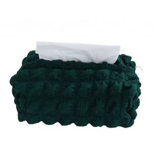 HJLIAN Housse de boite a mouchoirs decorative en polyester et coton a bulles, avec doublure en toile epaisse, verte - Neuf