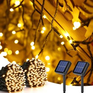 Kal-Guirlande Lumineuse Exterieur Solaire 2 Pack 20m 200 Led Noel Lumineuse Solaire 8 Modes Etanche Lumière Blanc Chaud Lampe Décoratives Pour Noel Jardin Patio Arbres Clôture Mariage Maison - Neuf