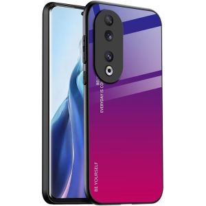 Kal-Coque Adapté Pour Honor 90 5g (6.7"" Inches), Coque Arrière En Verre Dégradé Anti-Chute Et Anti-Rayures Étui De Téléphone Portable - Rouge Violet - Neuf