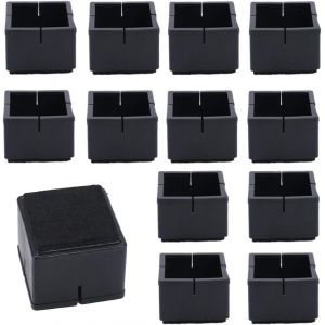 Lot De 12 Embouts Carrés Pour Pieds De Chaise, 42-48 Mm, En Pvc, Avec Feutre Noir, Pour Pieds De Table, Canapé - Neuf