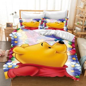 Parure De Lit Winnie L'ourson Pour Enfants, 100 % Polyester, Imprimee, Motif Dessin Anime Mignon - Neuf