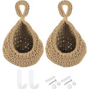 Suspendu Fruits Paniers Pour Cuisine,2 Paquet Mini Taille Larme Maison D&eacute;coratif Rangement Main-Tiss&eacute; Suspendue Paniers Pour Ail Pomme Terre L&eacute;gume,Marron - Neuf