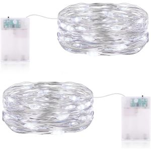 TRAHOO-Guirlande Lumineuse ma Minuterie 3 m&egrave;tre 30LEDs Guirlande LED Mini Guirlande Lumineuse a Pile IP65 &eacute;tanche LED a Pile pour Interieur Exterieur, Vacances, Mariage, F&ecirc;te, No&euml;l, Chambre - Neuf