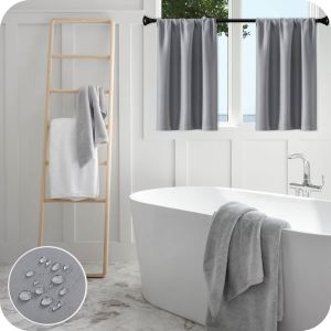 Kalanka-Rideaux Occultants Salon Rideaux Insonoris&eacute;s Pour Portes Froides Cuisine Designs Modernes Gris Clair 75l X 60h Cm (2 Panneaux) - Neuf