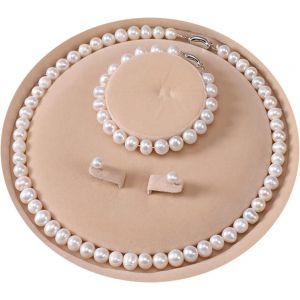 Parure De Bijoux Avec Collier De Perles De Culture D'eau Douce Comprenant Un Superbe Bracelet Et Des Boucles D'oreilles À Tige Pour Femme,Necklace:20"" ,Bracelet :8"",Argent Sterling,Collier - Neuf