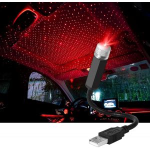 De Voiture De Led Toit Étoilé Atmosphère Projecteur (Rouge), Réglable De Voiture Usb Plafond Projecteur, Romantique Mini Lampe Décorative Pour Le Toit De La Voiture, Plafond, Chambre À Coucher - Neuf