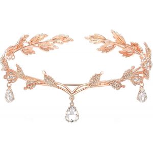 Kalvd-Diademe Femme,Couronne Princesse Avec Strass Verts,Bijoux De Tete Rétro,Accessoires Medieval Femme Réglable,Pour Cosplay,Mariage,Fête,Festival De La Renaissance,Noël,Anniversaire - Neuf