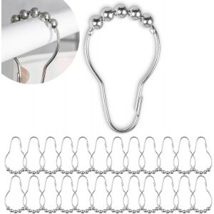 NBGCM-Anneaux pour Rideaux de Douche, 24 pièces, en Couleur Argent, Taille 70 x 39 mm, Crochets de banne pour Tiges de courtine de Douche, Attache de Bain en Métal Robuste, Boucle de Rideau de averse - Neuf