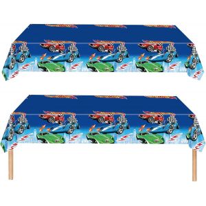 SJZG-Lot De 2 D&eacute;corations De Table En Plastique Pour Anniversaire De Gar&ccedil;on, Motif Voiture De Course, 137 X 274 Cm, Fournitures De F&ecirc;te Sur Le Th&egrave;me De La Voiture - Neuf