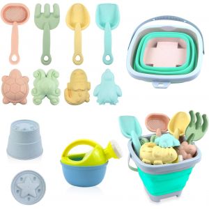 ERYI-Jouet De Plage, 11 Pièces Kit De Jeu De Plage Enfant, De Avec Seaux Pliables, Arrosoir Enfant, Moule Sable, De 2 3 4 5 Ans De Filles Garçons(Bleu) - Neuf