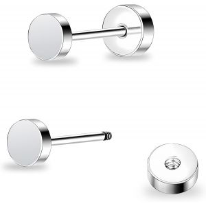 Kal-Boucles D'oreilles Plates En Titane Pour Femme - Hypoallergéniques - Pour Oreilles Sensibles - 4 Mm - Idéales Pour Hélix, Tragus, Cartilage - Neuf