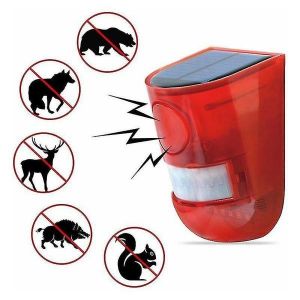 Alarme de sécurité à énergie solaire avec son de 129 dB, conception étanche et lumière rouge clignotante pour la protection extérieure - Neuf