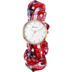 Kalanka-Montre Femme Fantaisie Extensible: Montre Femme Bracelet Elastique En Tissu Analogique Quartz Simple &Agrave; Bracelet Bandeau De Cheveux Gaze Grand Cadran Avec Chiffres Arabes - Cadeau No&euml;l - Neuf