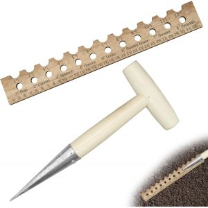 LETNERNY-Ensemble D'Outils De Plantation De Graines, Outil De Jardin, Outil De Plantation De Graines, Plantoir De Graines Conique Et Règle D'Espacement De Graines En Bois Avec Trous, Outil De Jardina - Neuf