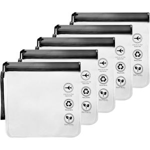 KALANKA-5 Pi&egrave;ces 20x20cm Pochette Voyage, Trousse de Toilette Transparente, Kit de Voyage, Sac Transparent Avion, Sacoche Transparente, Sacs d'avion Transparents pour Femmes et Hommes - Neuf