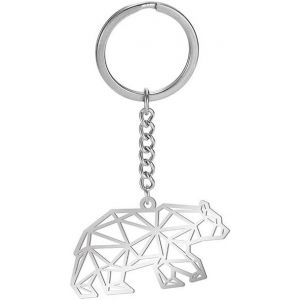 Porte-Clés En Acier Inoxydable Avec Pendentif Ours Creux Pour Femme Et Homme - Neuf