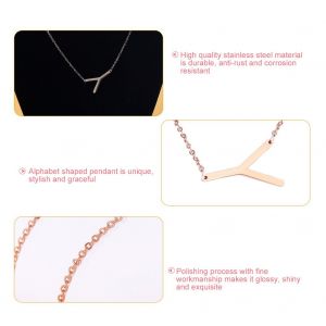 Colliers Tendance En Acier Inoxydable Avec Pendentif En Forme D'alphabet En Or Rose Y - Neuf