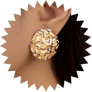 Kal-Boucles D'oreilles Disque Martel&eacute; Punk Boucles D'oreilles Disque Or Boucles D'oreilles Disque Large Boucles D'oreilles Cercle Boucles D'oreilles Disque En M&eacute;tal Bijoux Pour Femmes - Neuf