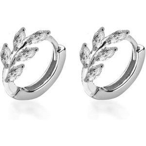 Kal-Petites Boucles D'oreilles Cr&eacute;oles En Argent Sterling 925 Et Oxyde De Zirconium Pour Cartilage En Forme De Feuille En Oxyde De Zirconium 8 Mm, Argent Sterling, Zircone Cubique - Neuf