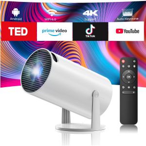 VornixorSarlshop-Vid&eacute;oprojecteur 4K Mini Projecteur Portable Android 11 avec BT 5.0 et WiFi 6, projecteur Video avec Auto Keystone, 220&deg; Rotation retroprojecteur Compatible avec USB/PS/HDMI/TV Stick - Neuf