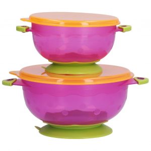 Lot De 2 Bols A Ventouse Pour Enfants Avec Couvercles Pour L'apprentissage De L'auto-Alimentation - Neuf