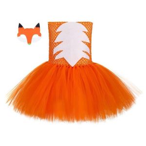 Charmante Robe Tutu Renard Pour Filles - Tenue De Fête D'anniversaire Avec Bandeau, Parfaite Pour Le Cosplay Et Les Occasions Spéciales ! - Neuf